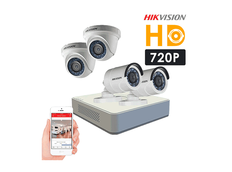 KIT DE 4 CAMARAS HIKVISION 720P