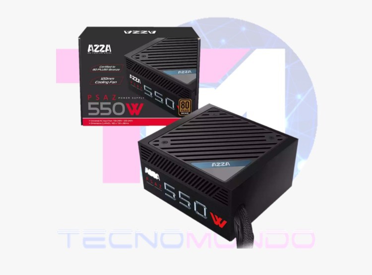 FUENTE DE PODER AZZA 550W 24P - CERTF 80-PLUS BRONCE 110V